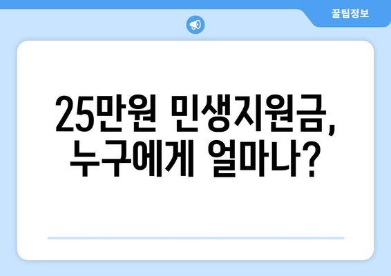 전국민 대상 지급되는 25만원 민생지원금: 자세한 설명