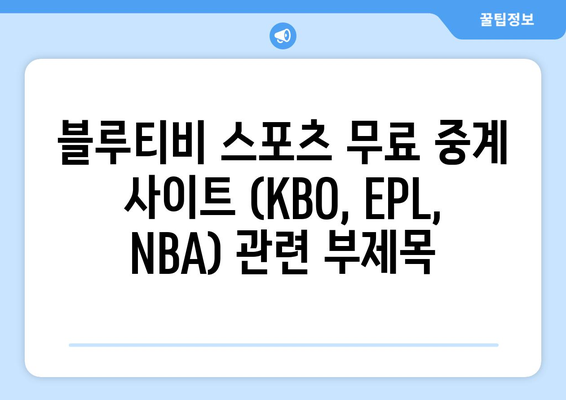 블루티비 스포츠 무료 중계 사이트 (KBO, EPL, NBA)