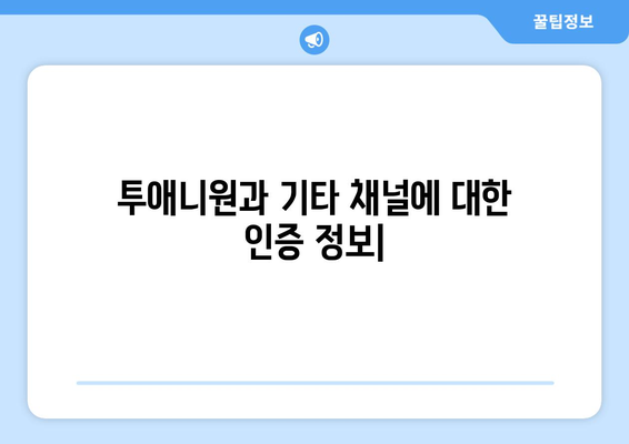 투애니원과 기타 채널에 대한 인증 정보