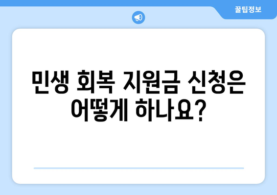 민생 회복 지원금이란 무엇인가?