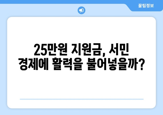 경제 회생의 원동력: 25만원 지원금에 거는 기대