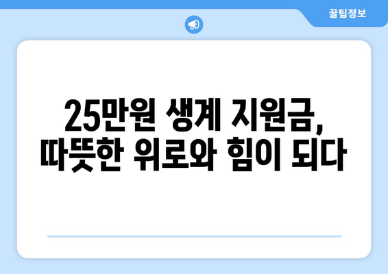 25만원 생계 지원금: 어려운 시기에 안정과 안심을 선사