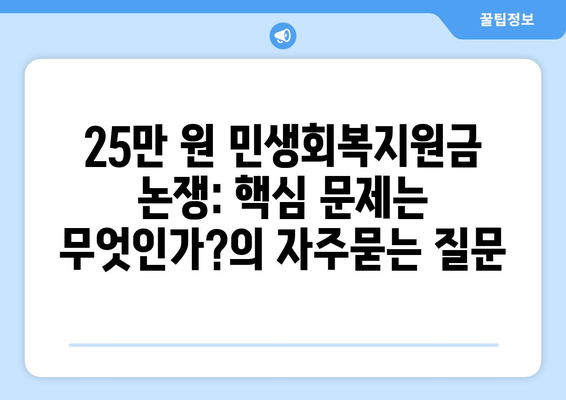 25만 원 민생회복지원금 논쟁: 핵심 문제는 무엇인가?