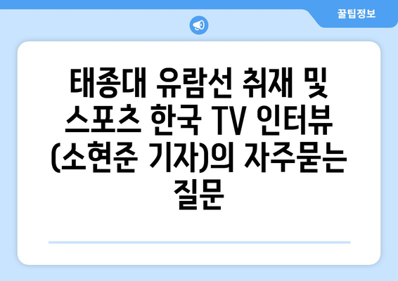 태종대 유람선 취재 및 스포츠 한국 TV 인터뷰 (소현준 기자)