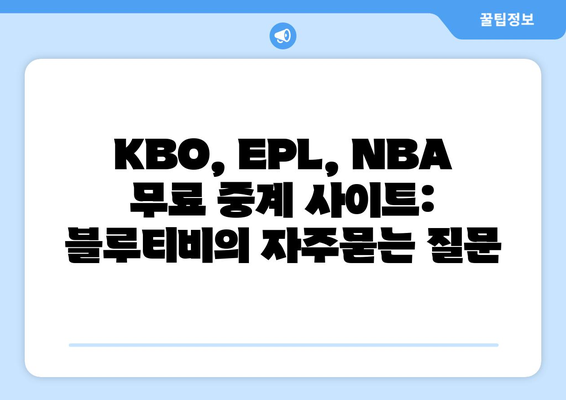 KBO, EPL, NBA 무료 중계 사이트: 블루티비