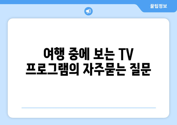 여행 중에 보는 TV 프로그램