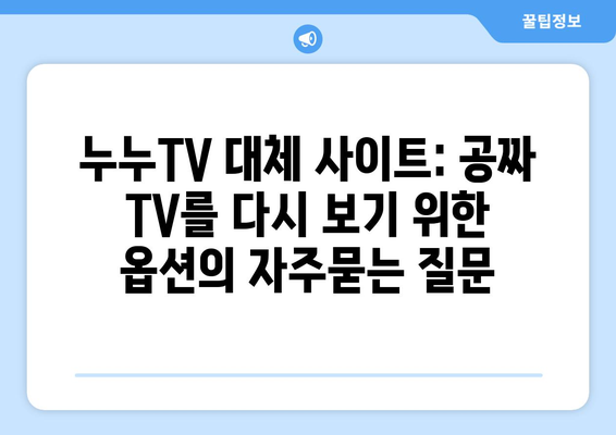 누누TV 대체 사이트: 공짜 TV를 다시 보기 위한 옵션