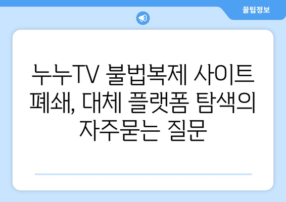 누누TV 불법복제 사이트 폐쇄, 대체 플랫폼 탐색