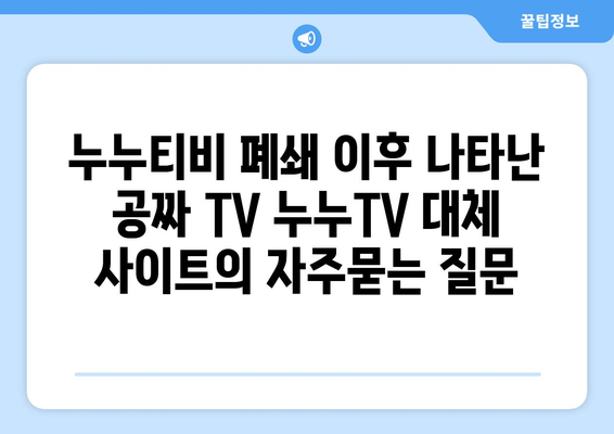 누누티비 폐쇄 이후 나타난 공짜 TV 누누TV 대체 사이트