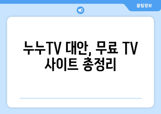 공짜 TV 누누TV 대체 사이트