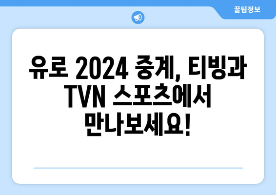 스포티비 중계 없는 유로2024: 티빙/TVN 스포츠 단독 중계