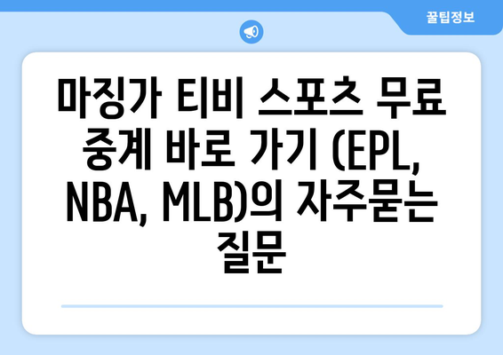 마징가 티비 스포츠 무료 중계 바로 가기 (EPL, NBA, MLB)