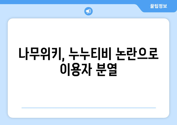 나무위키 내에서 발생하는 누누티비 논란과 파장