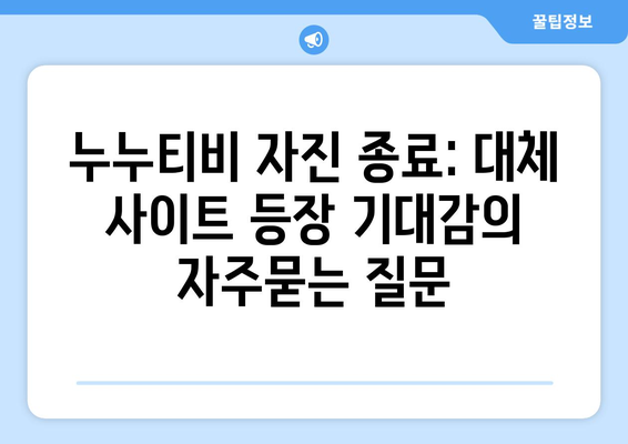 누누티비 자진 종료: 대체 사이트 등장 기대감