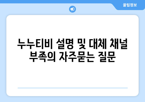 누누티비 설명 및 대체 채널 부족