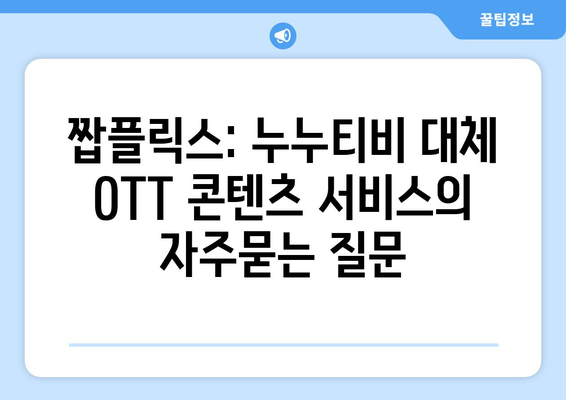 짭플릭스: 누누티비 대체 OTT 콘텐츠 서비스