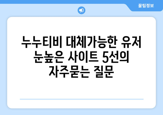 누누티비 대체가능한 유저 눈높은 사이트 5선