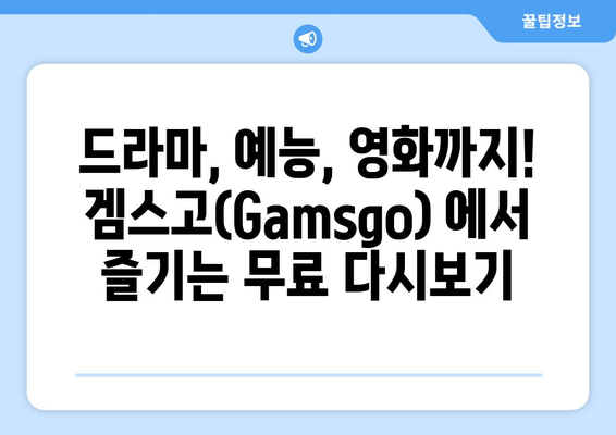 누누티비 대체 사이트를 이용해 티비 다시 보기: 겜스고(Gamsgo)