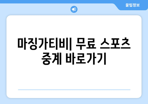 마징가티비: 무료 스포츠 중계 바로가기