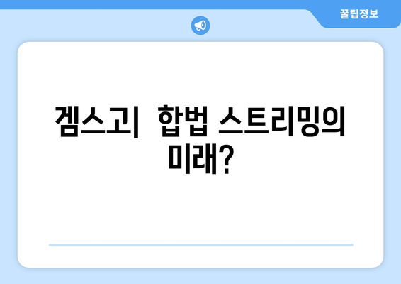 누누티비 대체로 등장한 겜스고: 해결책으로서의 합법성