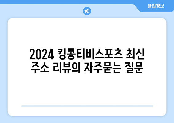 2024 킹콩티비스포츠 최신 주소 리뷰