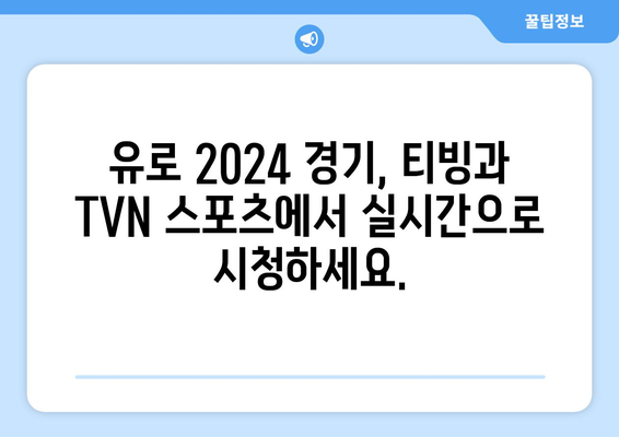 유로2024 중계 티빙과 TVN 스포츠서 진행