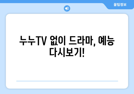 무료 TV 다시보기 대체 수단: 누누TV 대체 사이트