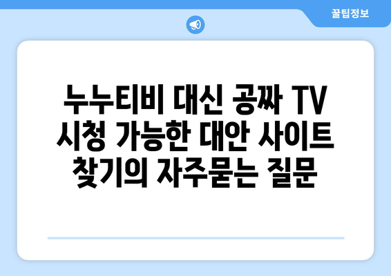 누누티비 대신 공짜 TV 시청 가능한 대안 사이트 찾기