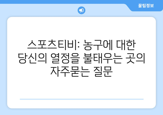 스포츠티비: 농구에 대한 당신의 열정을 불태우는 곳