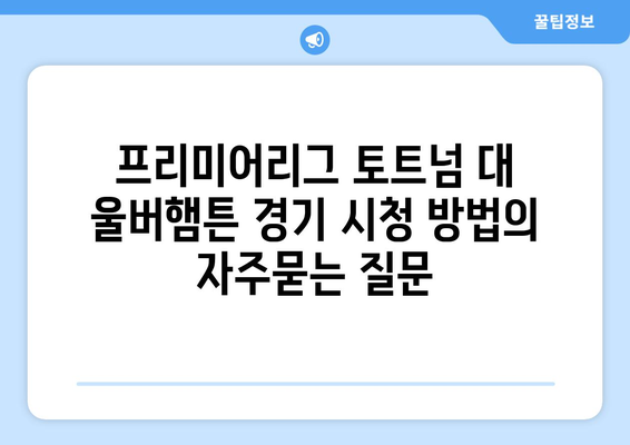 프리미어리그 토트넘 대 울버햄튼 경기 시청 방법