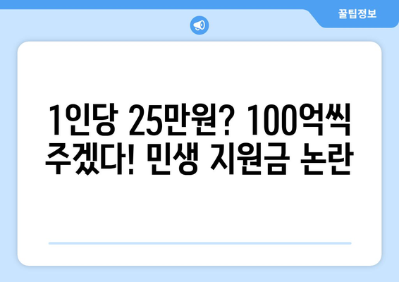 "1인당 25만원? 100억씩 주겠다!" 민생 지원금 논란