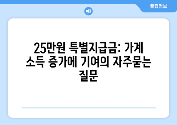 25만원 특별지급금: 가계 소득 증가에 기여