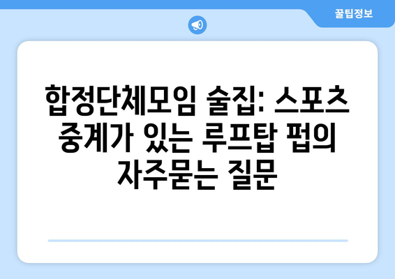 합정단체모임 술집: 스포츠 중계가 있는 루프탑 펍