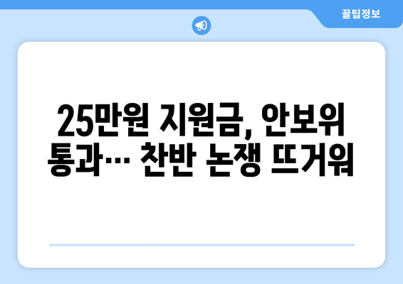 "25만원지원금" 논란이 국회 안보위 통과