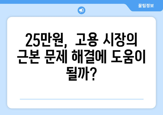 고용 불안 개선을 위한 25만원: 실업률 감소의 처방전인가 속수무책의 변명인가?