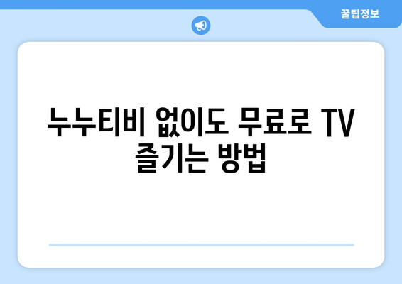 누누티비 대신 공짜 TV 시청 가능한 대안 사이트 찾기