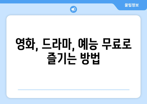 누누티비 대체: 무료이지만 합법적인 옵션