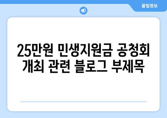 25만원 민생지원금 공청회 개최