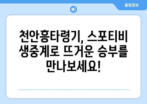 천안흥타령기 결승전 스포티비 중계