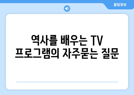 역사를 배우는 TV 프로그램