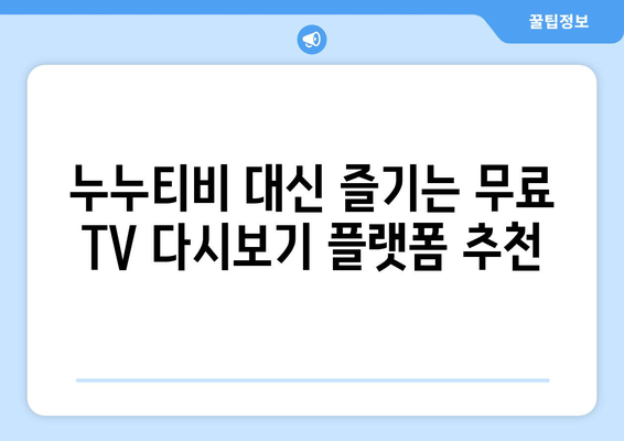 누누티비 대신 무료 TV 다시보기