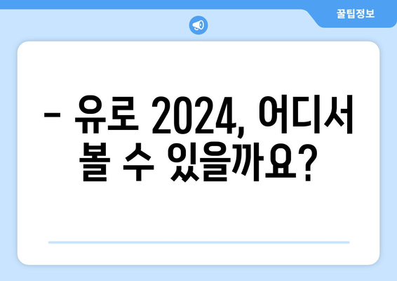 유로 2024 중계 및 해외 스포츠 중계 안내