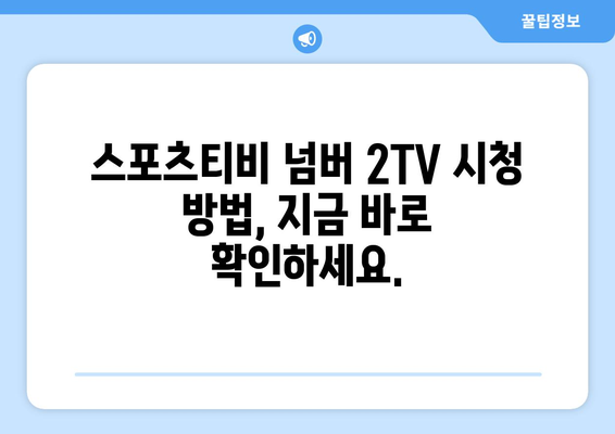 스포츠티비 넘버 2TV 소개 및 시청 방법