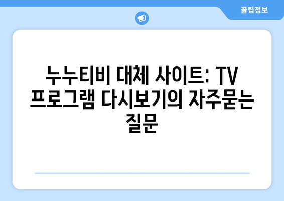 누누티비 대체 사이트: TV 프로그램 다시보기