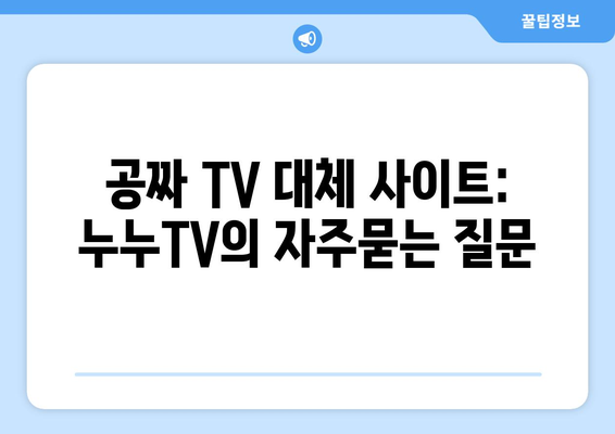 공짜 TV 대체 사이트: 누누TV