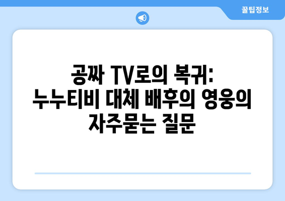 공짜 TV로의 복귀: 누누티비 대체 배후의 영웅