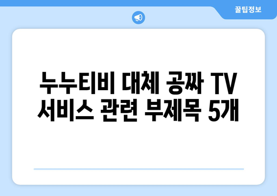 누누티비 대체 공짜 TV 서비스