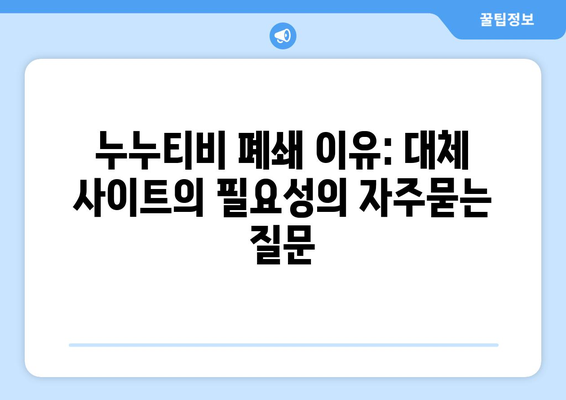 누누티비 폐쇄 이유: 대체 사이트의 필요성