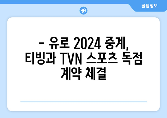 유로 2024 중계권: 티빙과 TVN 스포츠 독점