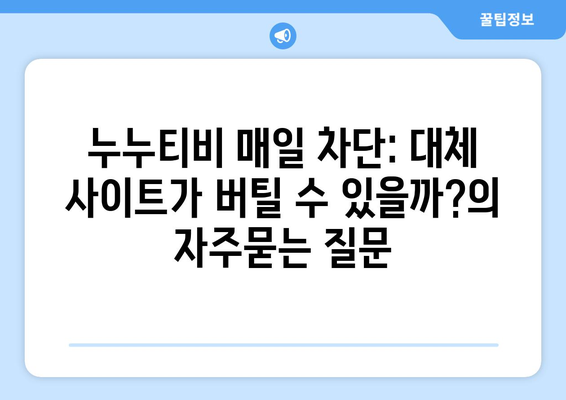 누누티비 매일 차단: 대체 사이트가 버틸 수 있을까?